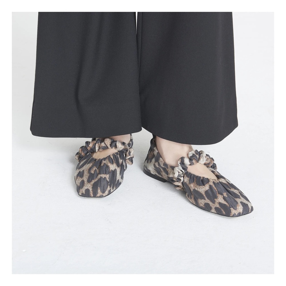 Ganni Leopard Flats